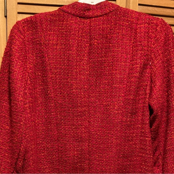 Coldwater Creek Red Waterfall Boucle Draped Collar Jacket - Picture 11 of 16